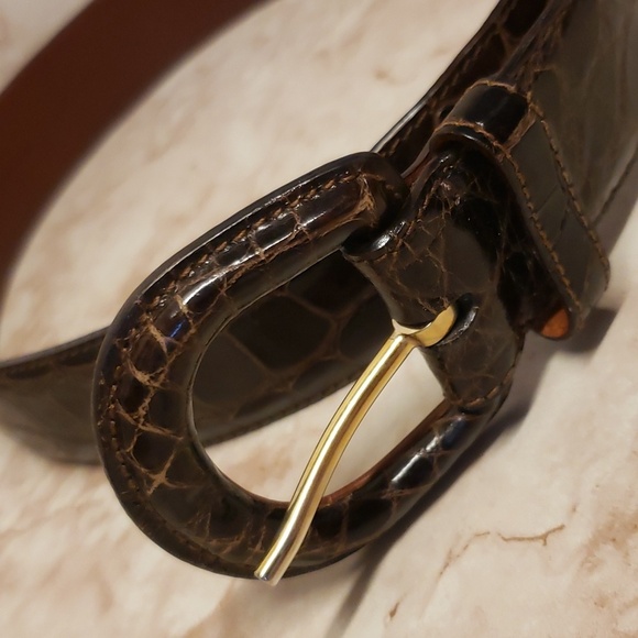 Ralph Lauren brown genuine american Alligator unisex belt 30 main image 5